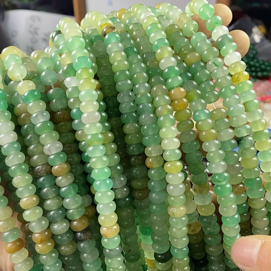 玛瑙/玉髓珠宝半成品合金一条天然8mm绿东岭玉隔片