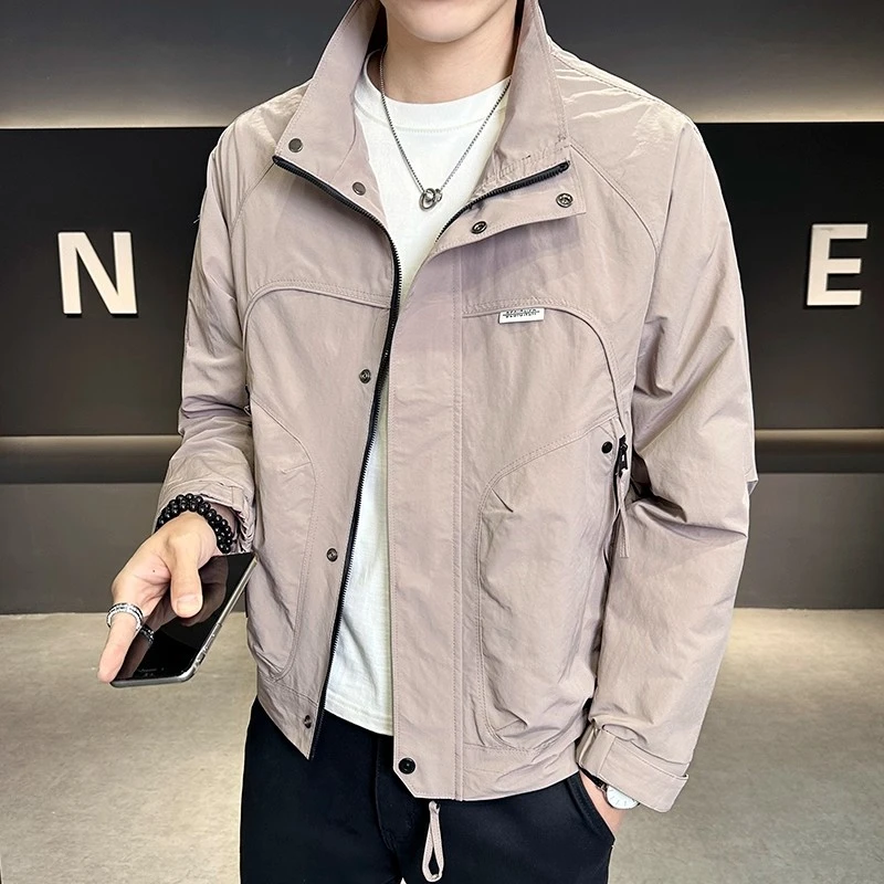 夹克男士2025春秋季新款潮牌百搭立领上衣服青年宽松时尚解构外套