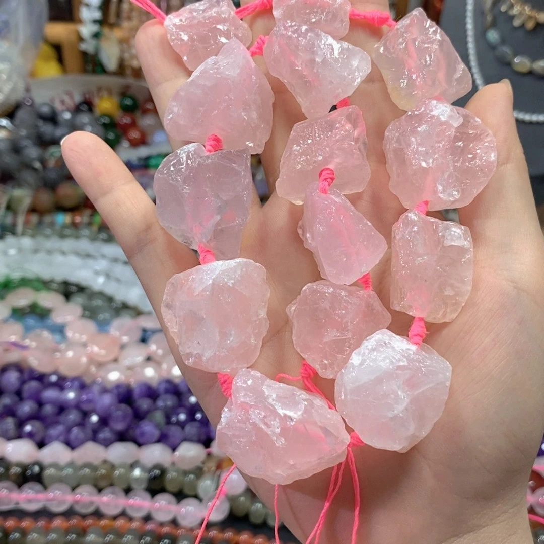 玛瑙/玉髓合金珠宝半成品粉晶原矿一条大卡