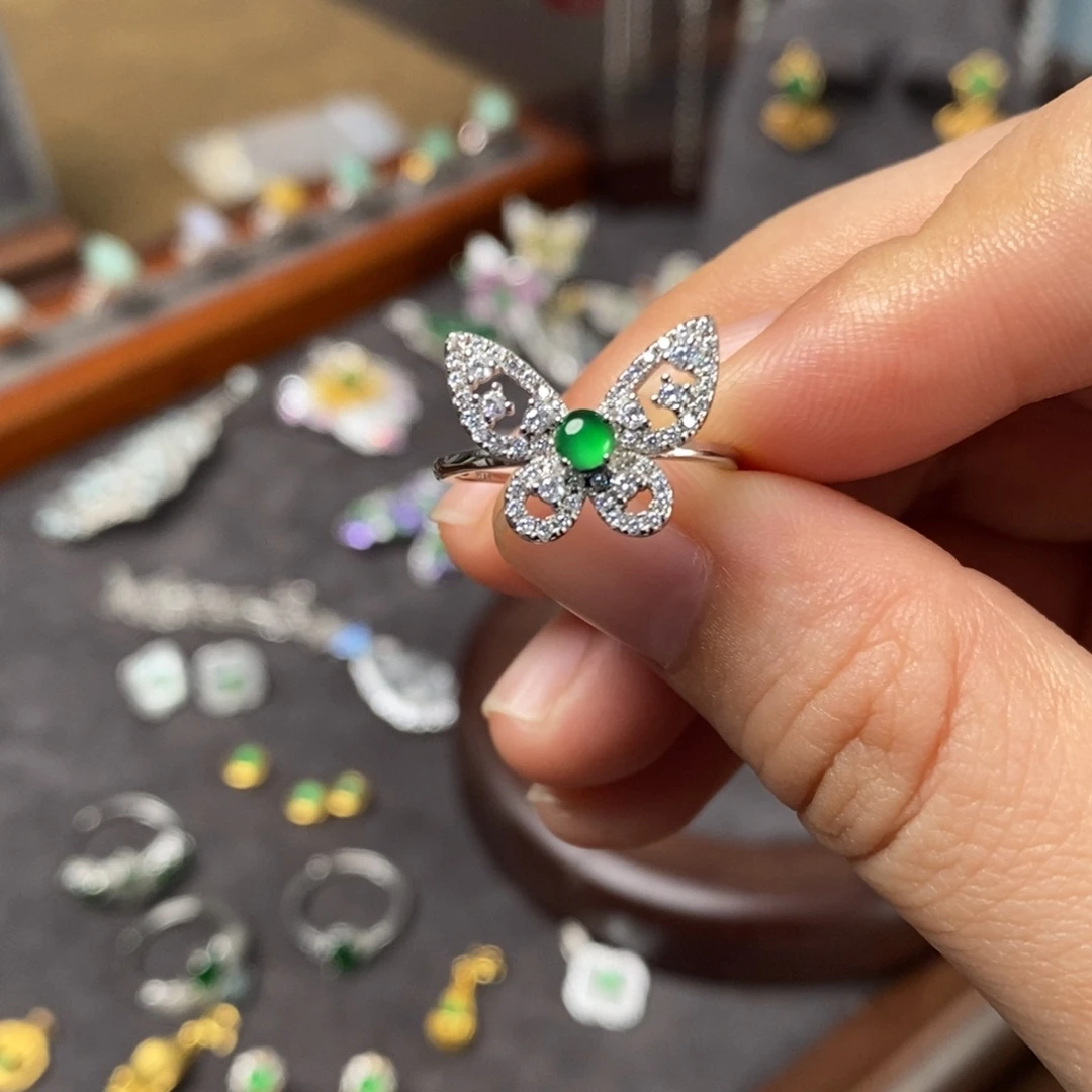 翡翠银S925镶嵌戒指