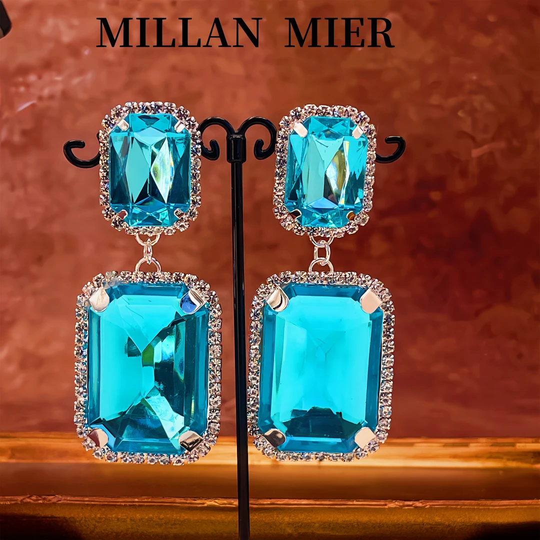 合金玻璃耳饰 MillanMier 合金玻璃【天空】法式蓝色气质百搭耳环