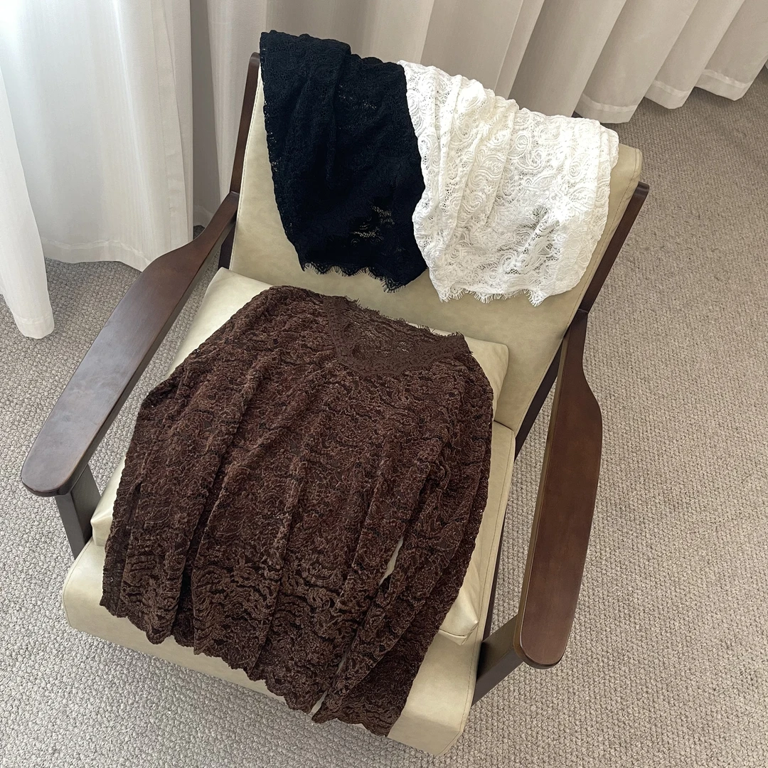 FUJIA STYLE新款韩版简约纯色百搭时尚镂空蕾丝衫S8392