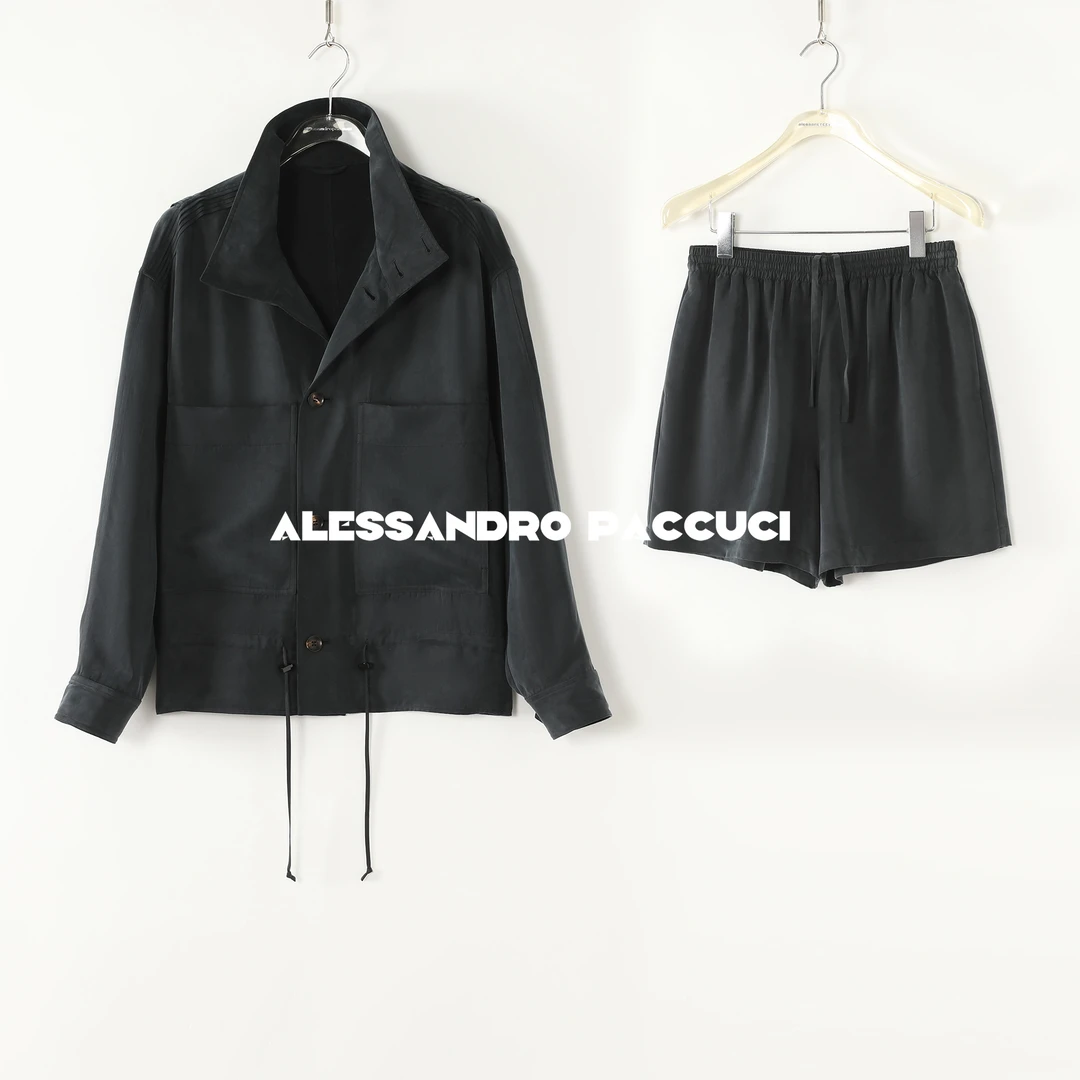 AP洛哥51066WT/51104KD【隐暮/套装】100铜氨翻领抽绳外套/短裤