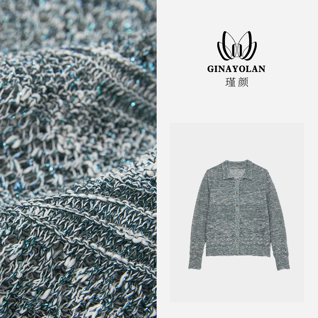 GINAYOLAN/瑾颜【绿松石】设计师款休闲百搭春夏精致时尚针织开衫