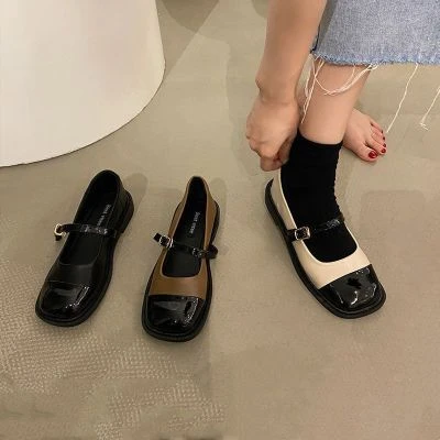 平底黑色法式单鞋女鞋子春夏季薄款英伦风小皮鞋春秋玛丽珍豆豆鞋