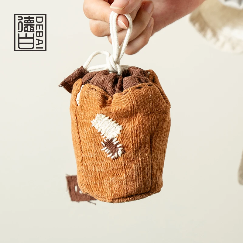 （阿萌茶事）棉麻-手缝茶具收纳袋茶道配件9x13.5cm