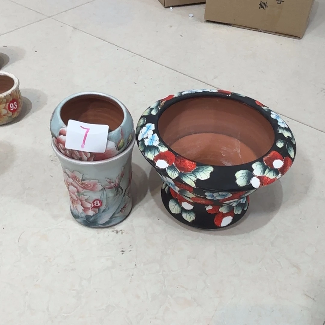 灰***娘景德镇手绘花盆陶瓷