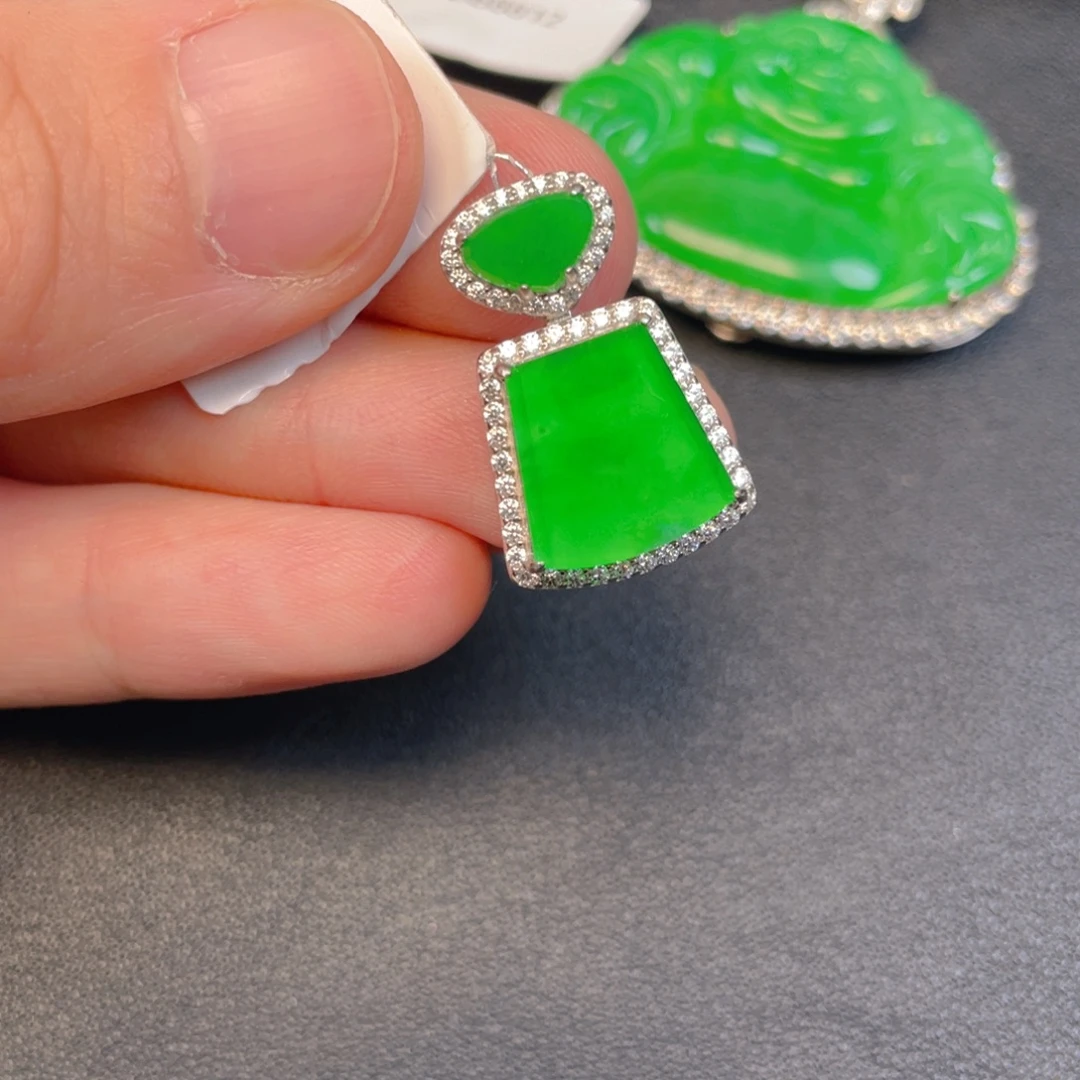 翡翠银S925镶嵌吊坠(不含链)