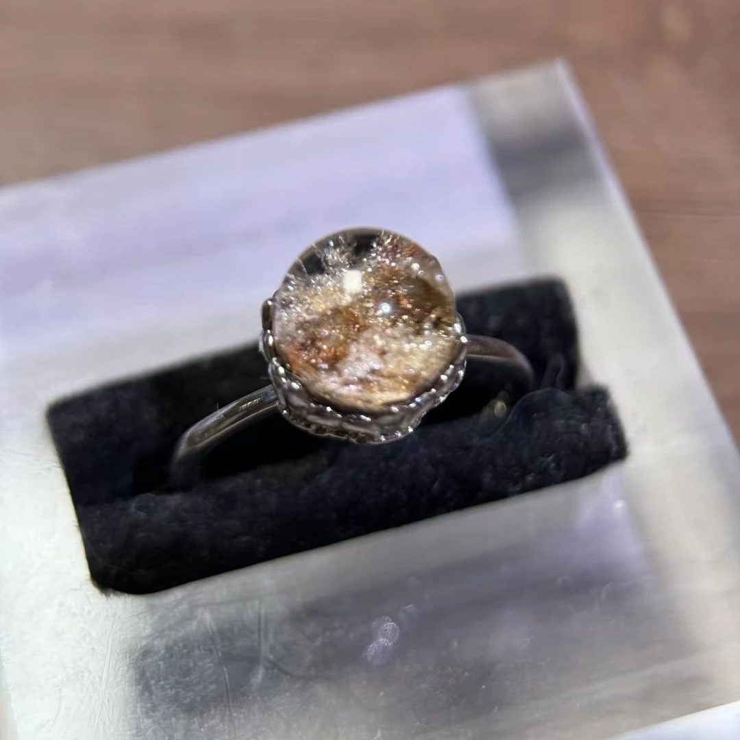 925银开口戒镶嵌星沙幽灵