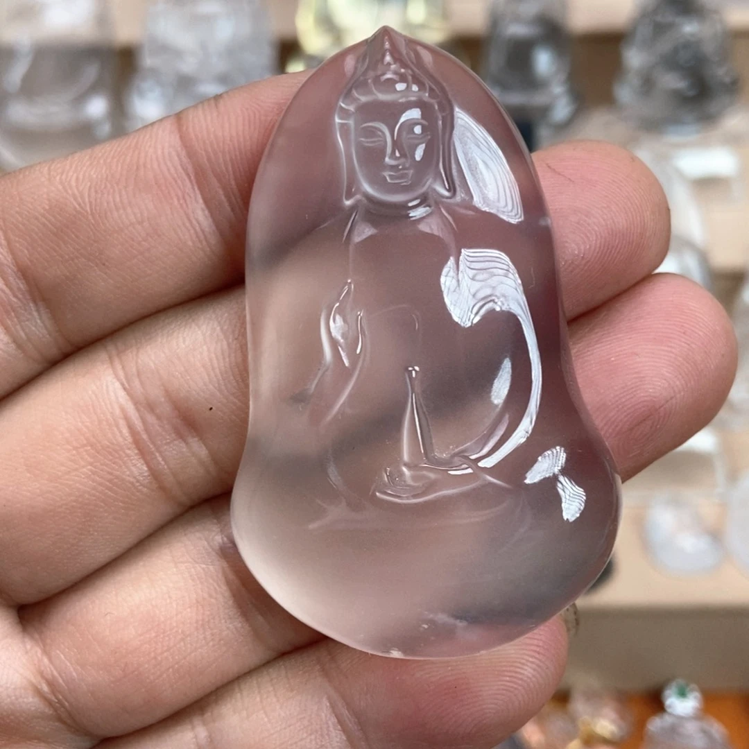 石英质玉吊坠观音未镶嵌哈*丸
