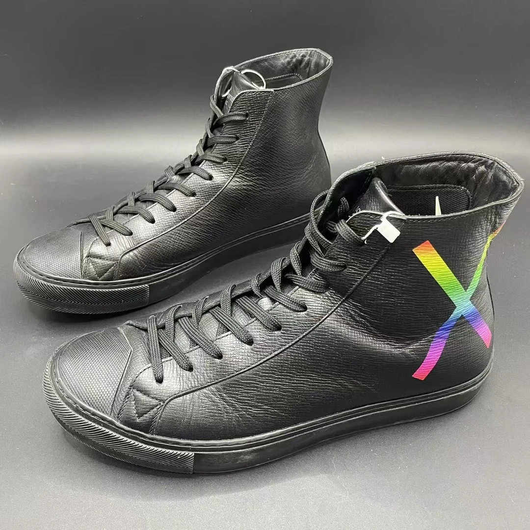 95新 LouisVuitton/路易威登 【聚星好物】男士黑高帮板鞋41码cg044