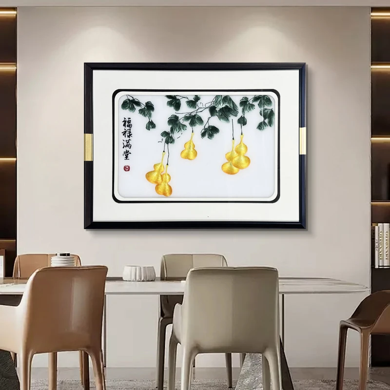 【银河】福禄满堂刺绣画餐厅新中式装饰画挂画80*60