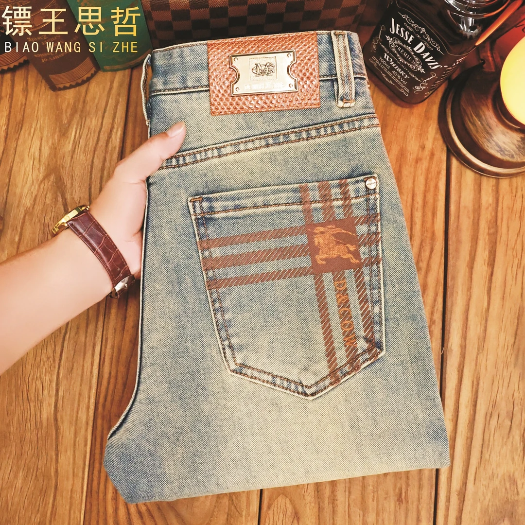 牛仔裤男款新款2025爆款高端激光数码印花复古男士裤子修身裤子男