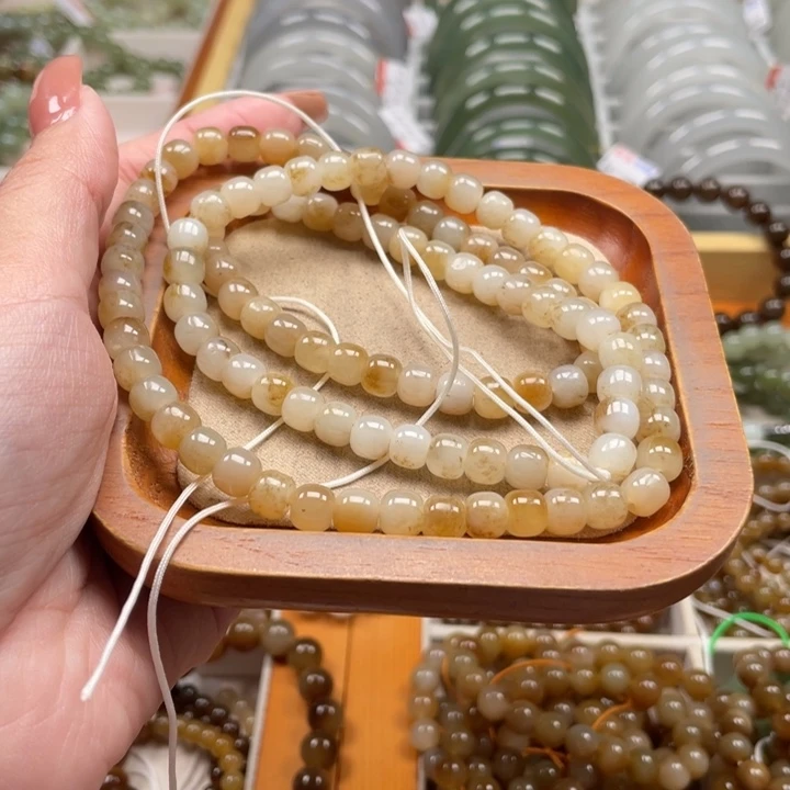 和田玉珠串6*7mm未镶嵌