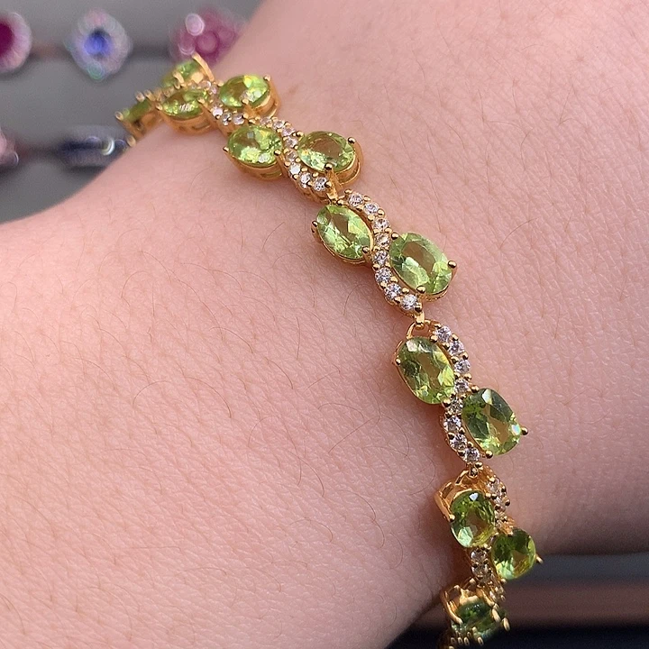 银S925镶嵌橄榄石手链