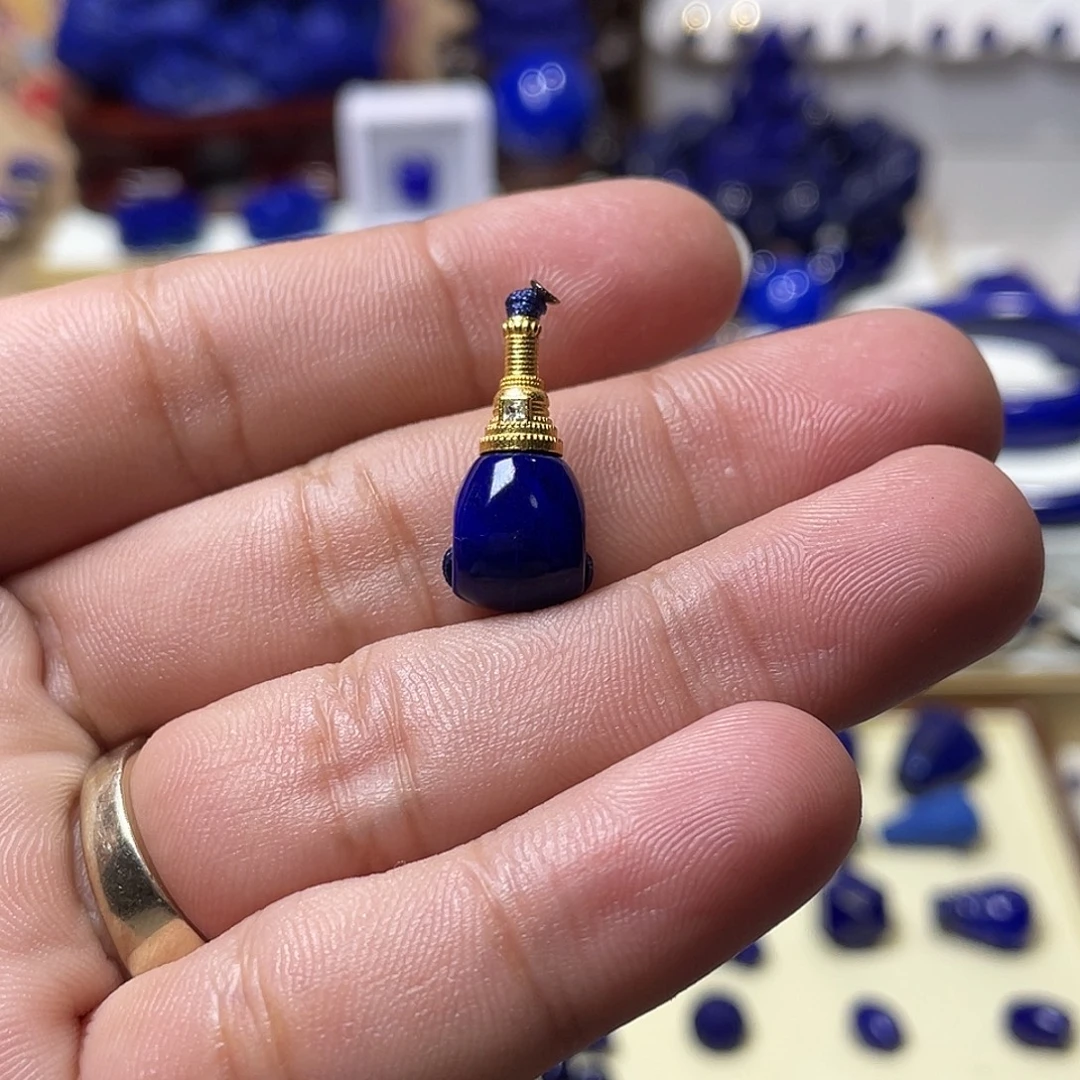 卷***a青金石未镶嵌9mm黑加仑分体三通