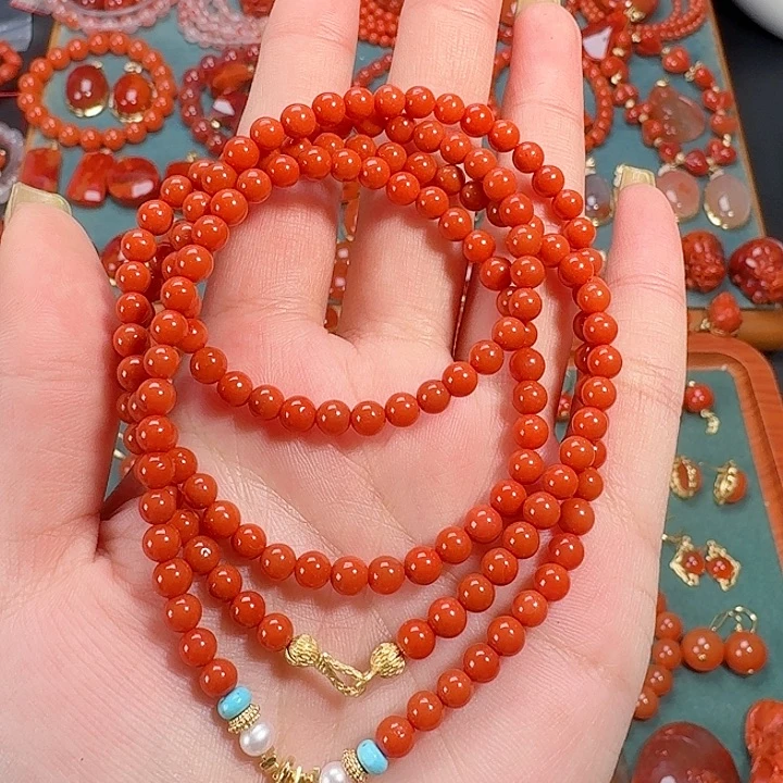 南红玛瑙未镶嵌70长毛衣链