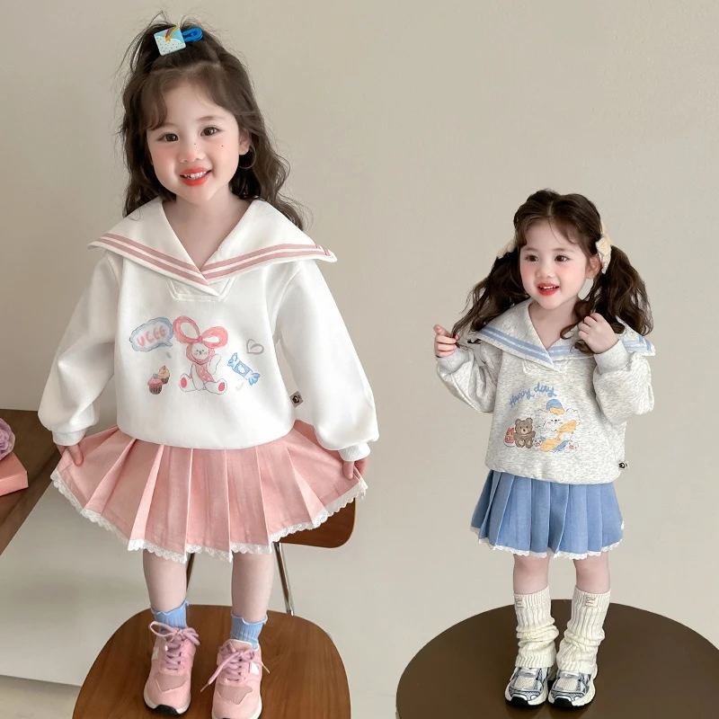 女童学院风套装2025新款儿童春秋装韩版洋气女孩春季百褶裙两件套