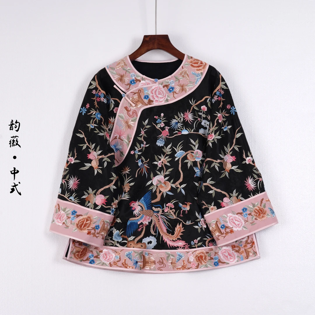 薄款刺绣上衣中国风长款重工复古长袖中式女装10146