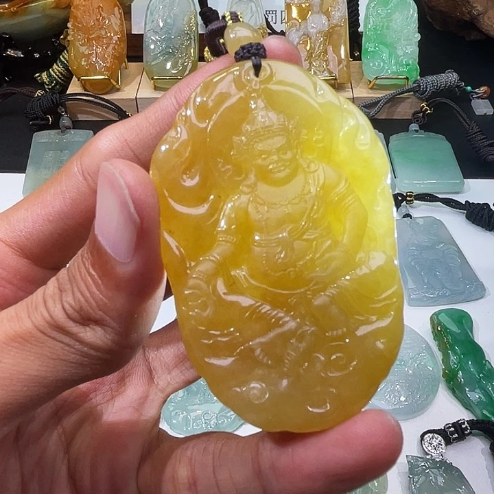 颈饰未镶嵌翡翠黄翡黄财神翡翠挂件