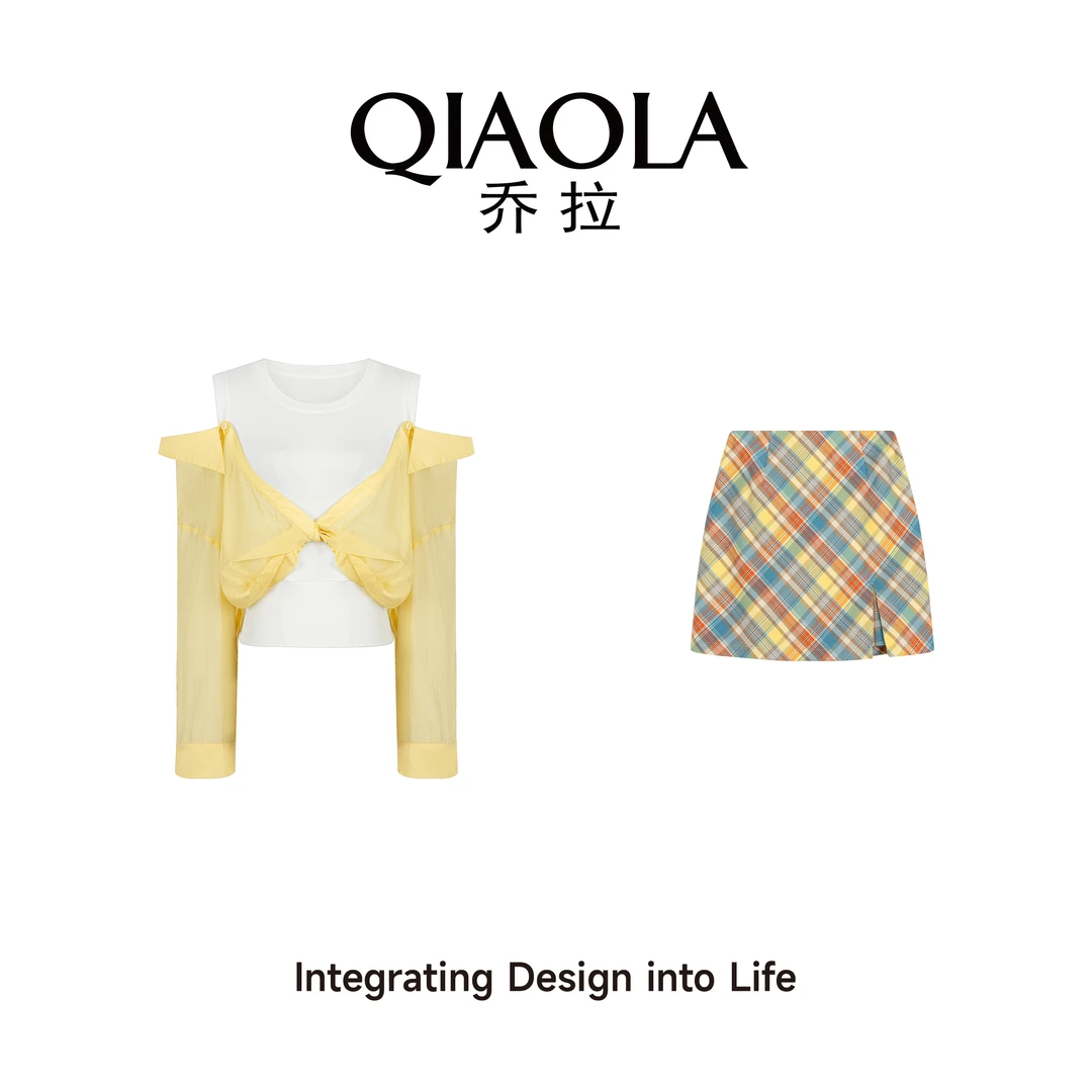 QIAOLA/乔拉【芒果慕斯】春季新款针织弹力柔软显瘦时尚套装预售