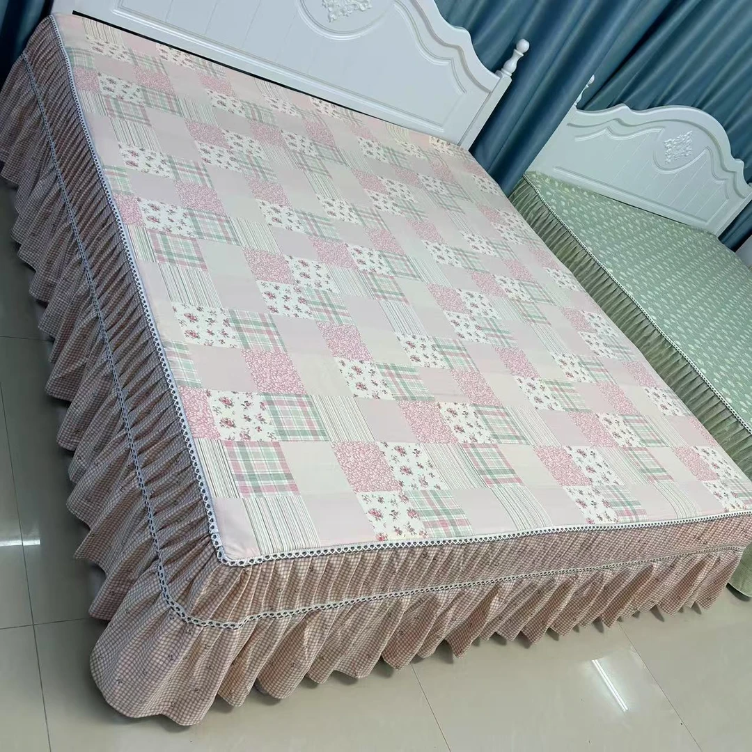 高端精品床罩（清新粉色）防滑加厚床裙