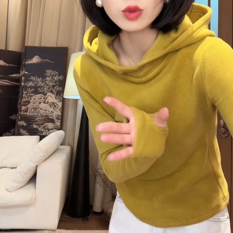 新款休闲百搭纯色加厚连帽衫LK2507916