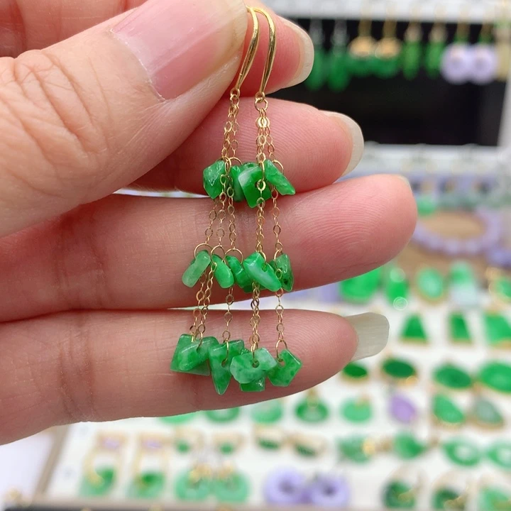 翡翠18K金镶嵌耳饰