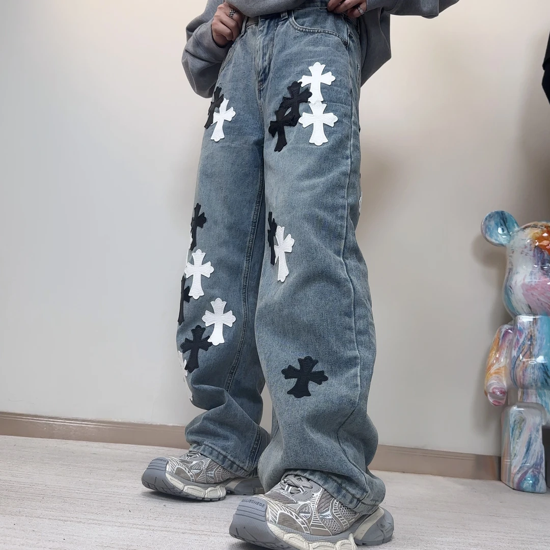 璇~【】1361-1#秋冬新款潮流轻奢复古百搭牛仔裤
