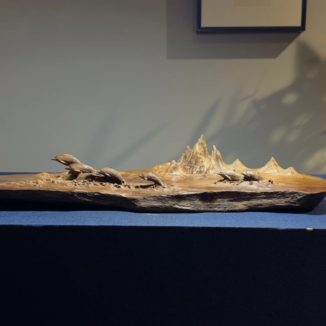 楠木对*砍木雕工艺品摆件