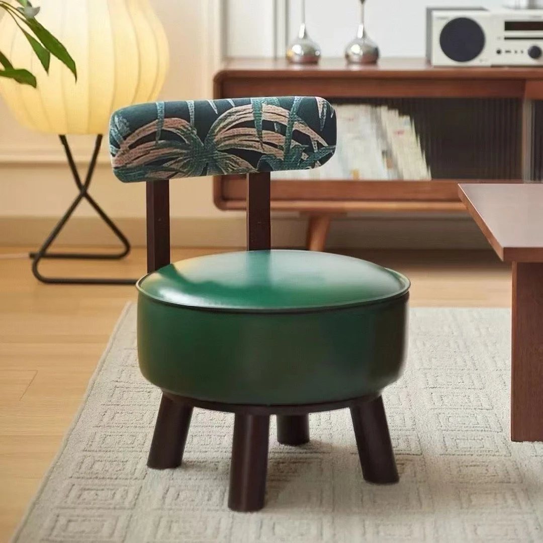 实木简约双杆软包休闲家用靠背沙发椅卧室客厅旋转木椅子舒适坐凳