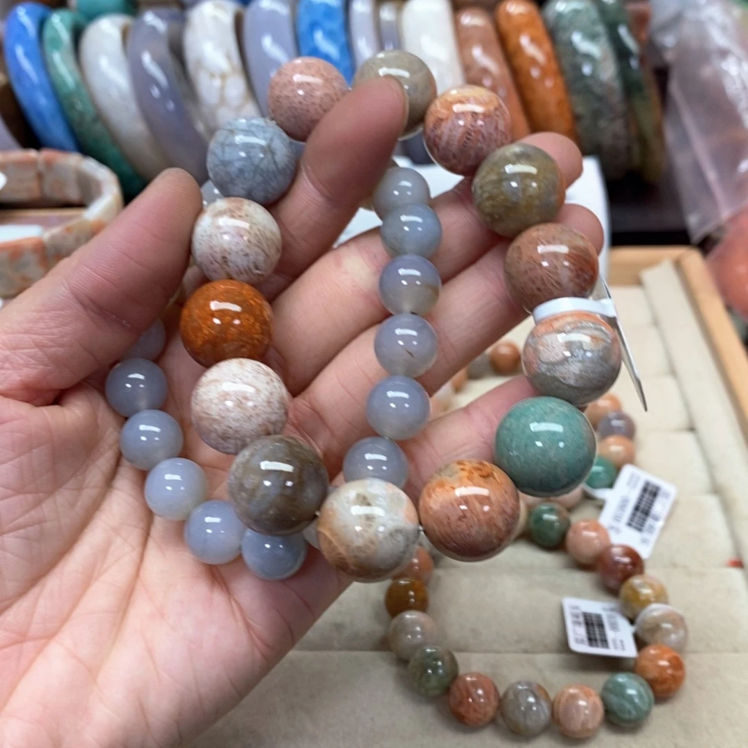 硅化珊瑚（珊瑚玉）手链未镶嵌戴*337