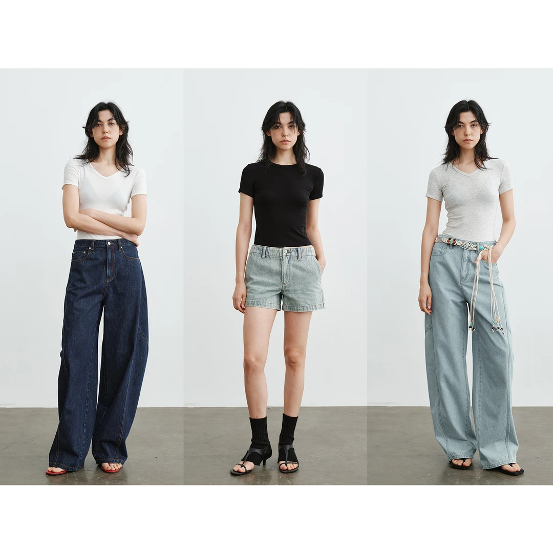 Ayuko｜卡戴珊紧身空调凉T弹力極显瘦莱赛尔经典圆领/V领短袖0198