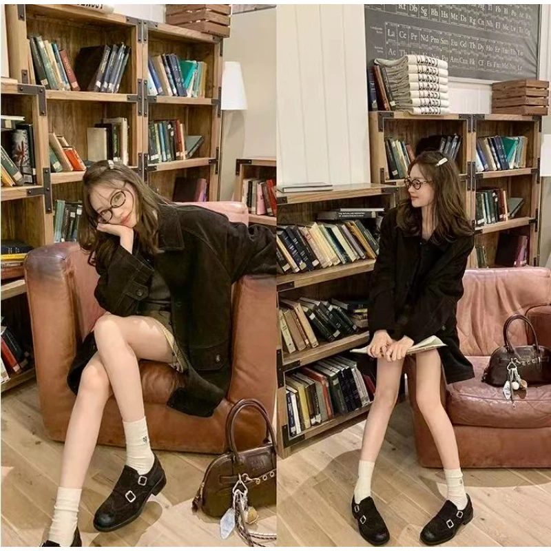 J-65-13#秋冬通勤必备！好穿不费力时尚miu系美拉德单鞋