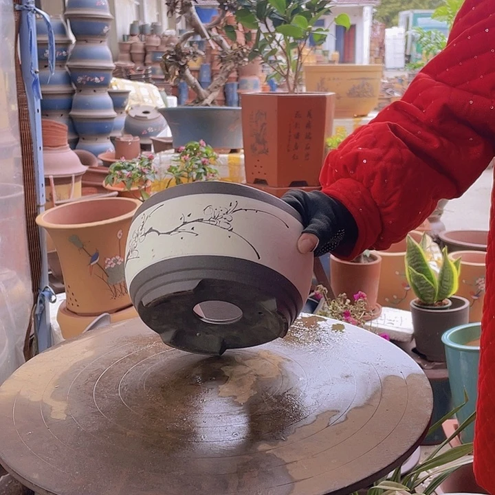 紫砂宜兴紫砂白苹果绿箩小