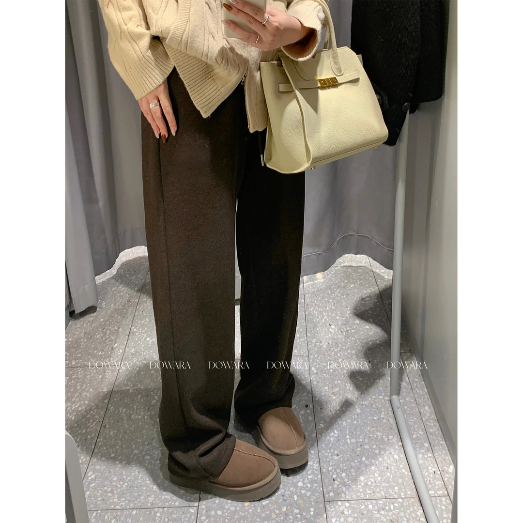 大婉酱微胖定制【雪芙蓉长裤】绵羊毛美拉德加绒百搭休闲裤冬 0490D