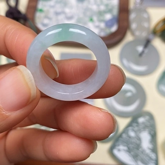 翡翠未镶嵌项圈天然缅甸翡翠A货戒圈