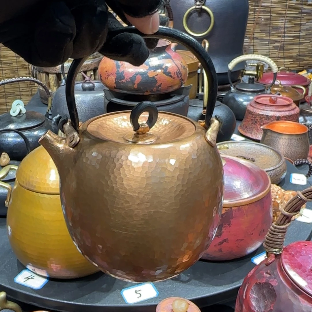 卡***拉紫铜手工制作约450壶人容量提梁壶