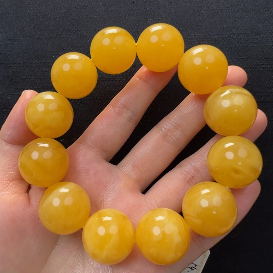 未镶嵌琥珀裸石焦皮同料橘底浓蜡手串20mm