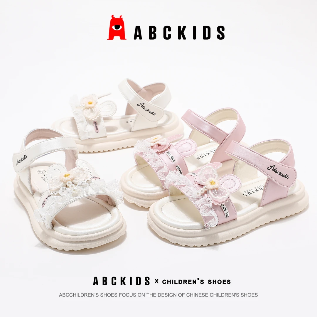 驱蚊Abckids潮款大童凉鞋夏季网纱蝴蝶运动软底可爱公主风女子