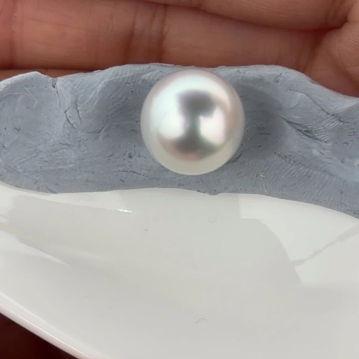 ****定制海水珍珠未镶嵌裸珠13-14mm澳白一颗