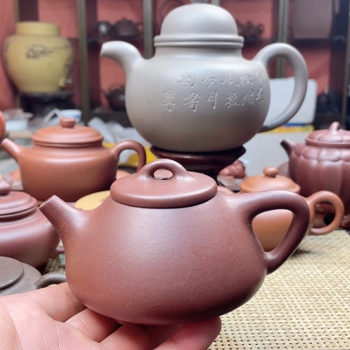 茶壶紫砂紫泥石瓢壶手工制作
