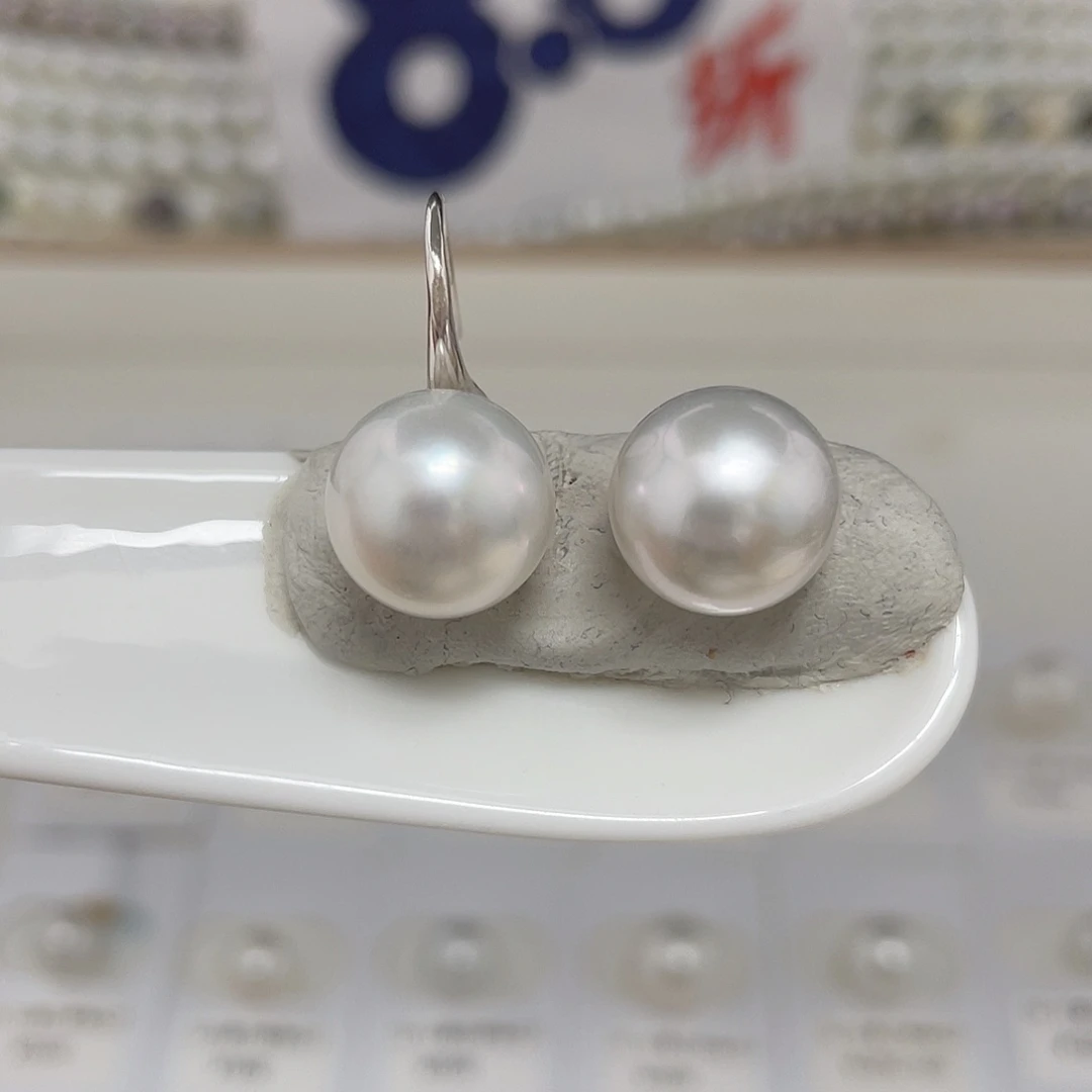 未镶嵌12-13澳白对珠裸珠微瑕海水珍珠