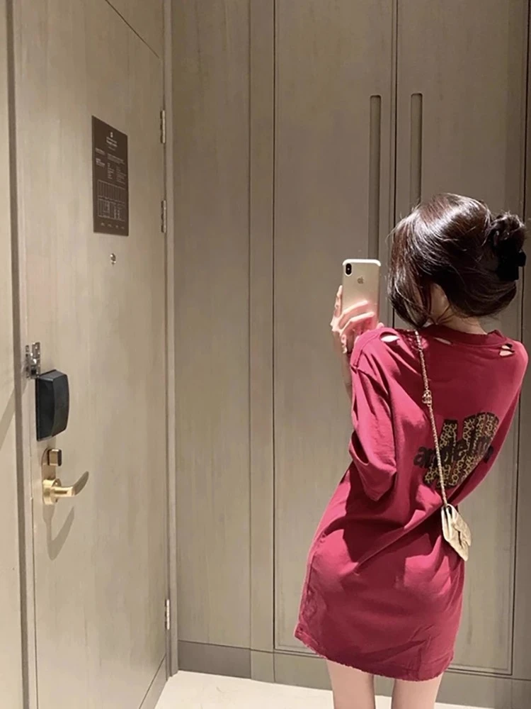 慵懒风大版印花短袖t恤女夏季