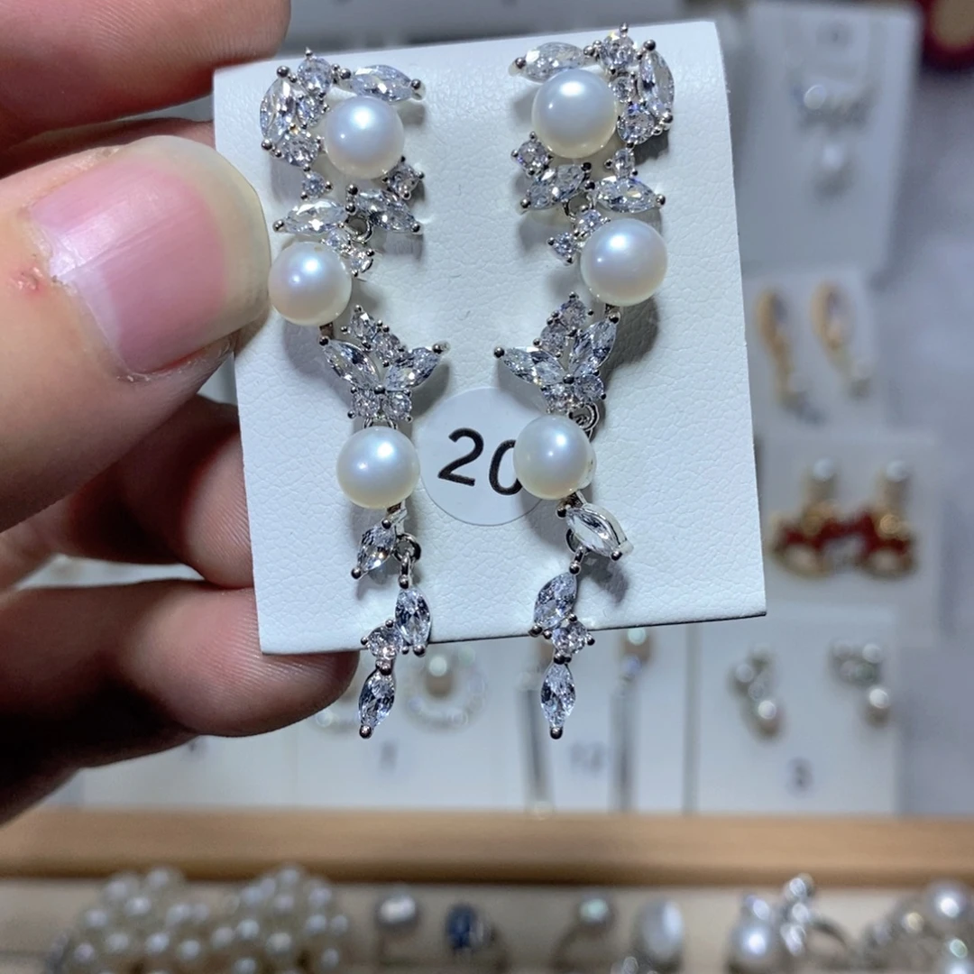 淡水珍珠耳饰银S925镶嵌