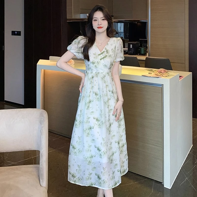 夏季高端气质新中式改良旗袍年轻款雪纺连衣裙女装2025新款小个子