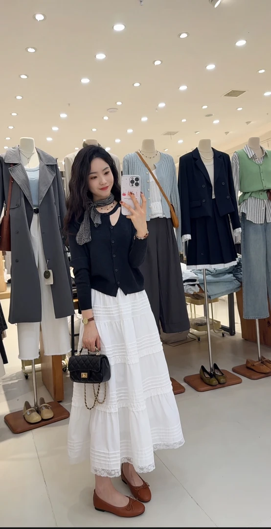 【鞠子JuZi】9976“恩莉儿的裙摆”法式白色仙女风松紧腰半裙（长约82）