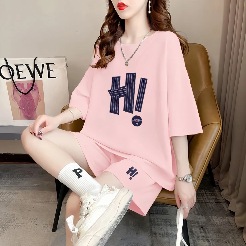 2025夏季新款女休闲时尚运动服套装短袖短裤减龄两件套装洋气时髦