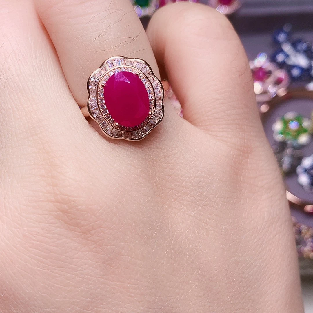 银S925镶嵌戒指红宝石