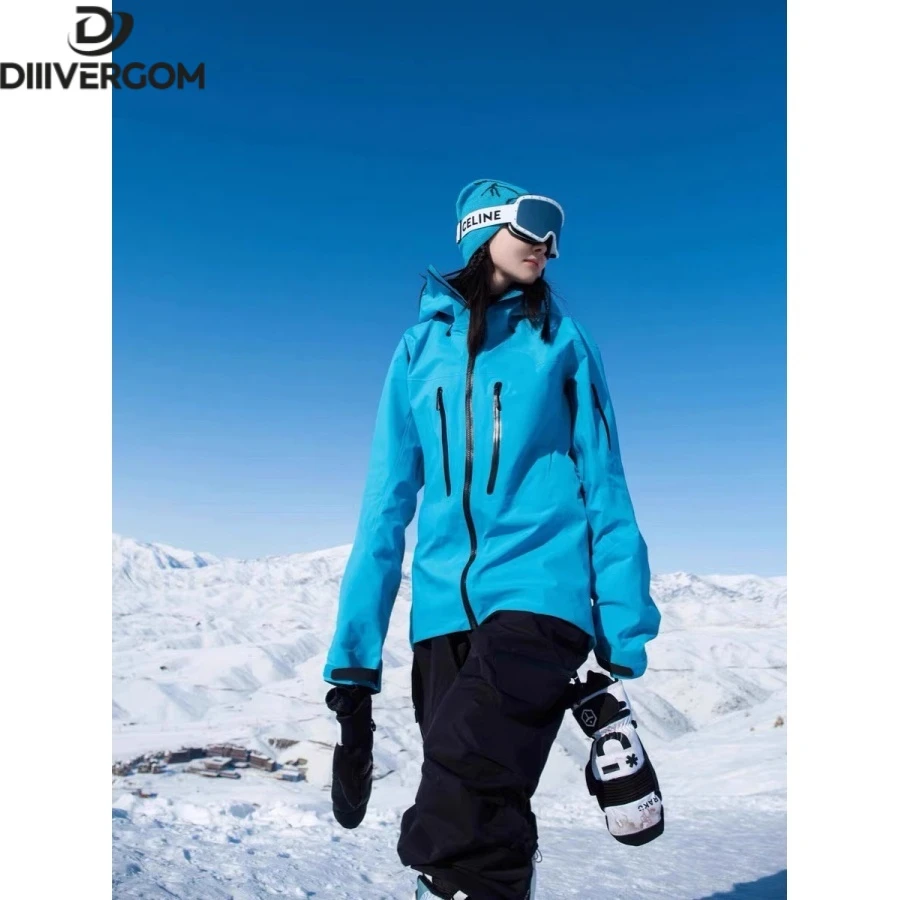 高级感蓝色冲锋衣男女秋冬三合一可拆卸防风防水工装机能风登山服